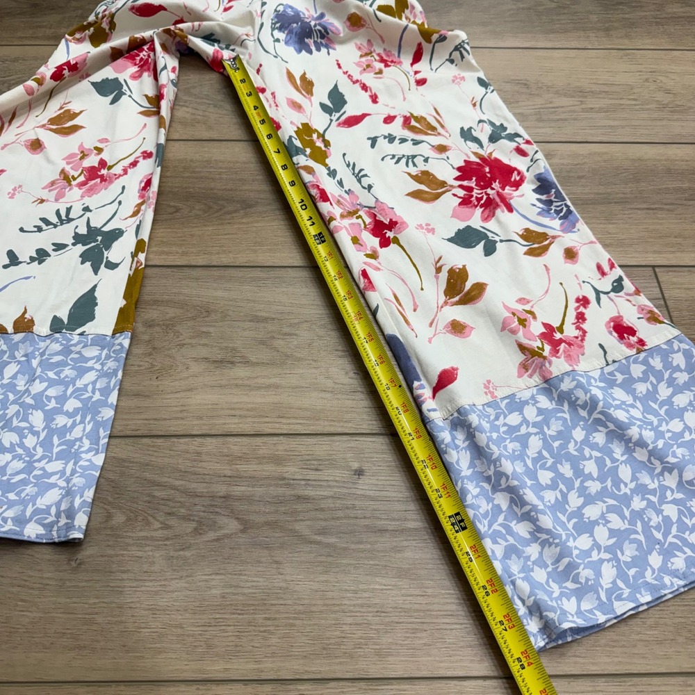 Pact Staycation Organic Cotton Floral Pajama Set Blue White Red Medium - Picture 13 of 14
